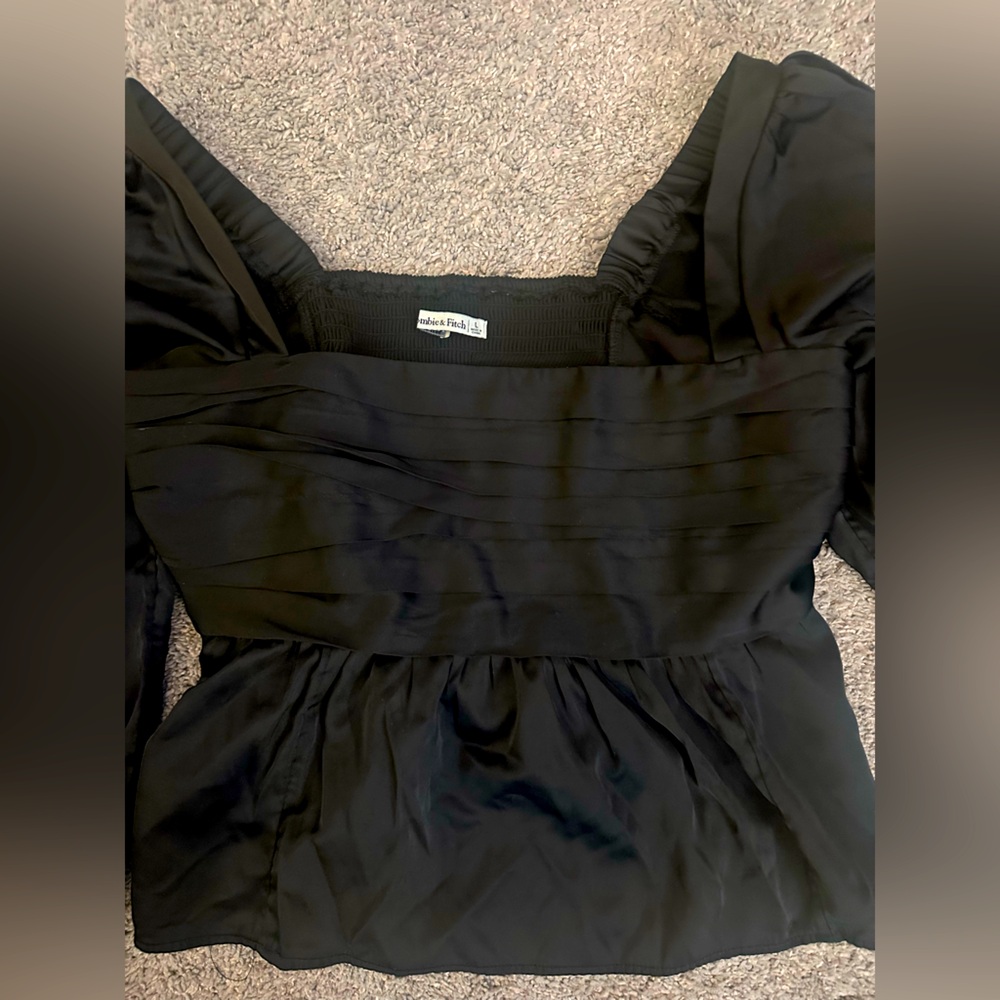 Abercrombie Black Satin Top NWOT